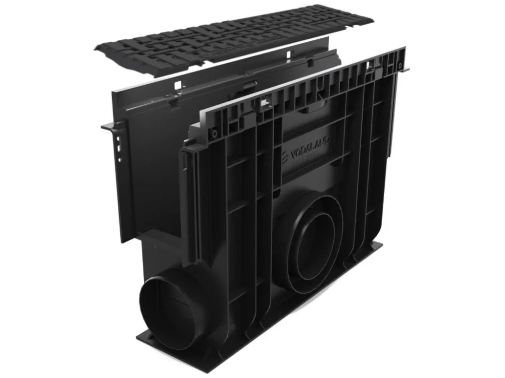 Značkový Sběrná plastová vpusť VODALAND BASE B125 s plastovou mříží 500 x 156 x 365 mm