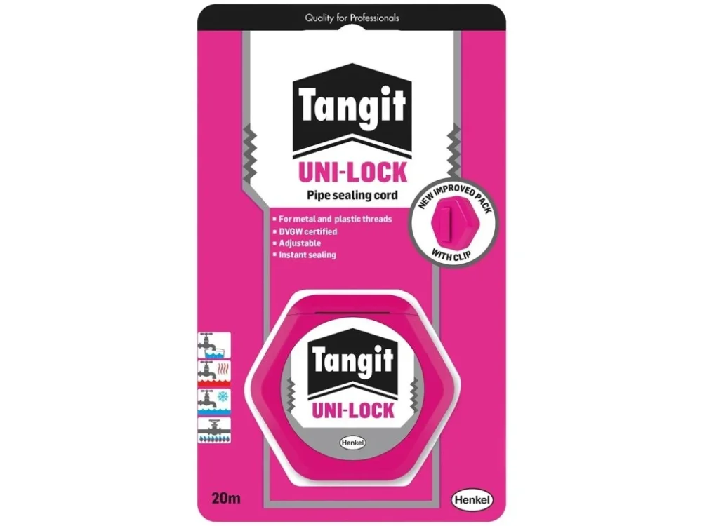 Těsnící vlákno potrubních závitů Tangit Uni-Lock 20 m Ověřený
