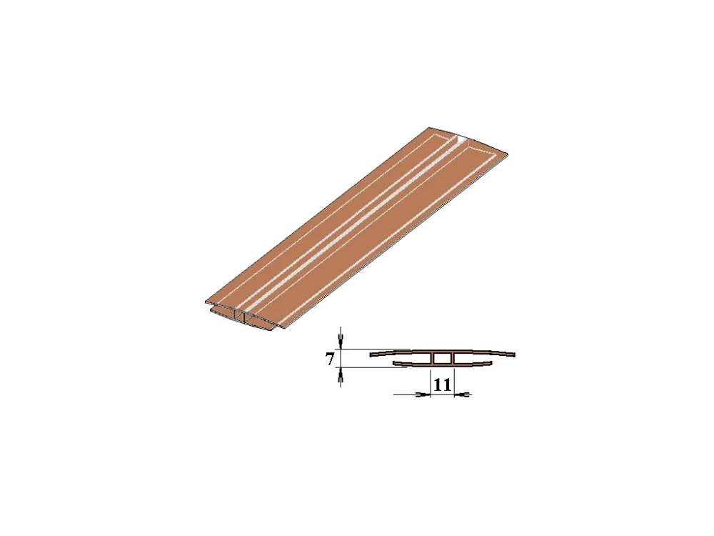 Omezená Nabídka H-profil pro polykarbonátové desky 6 mm polykarbonátový 7 m bronz