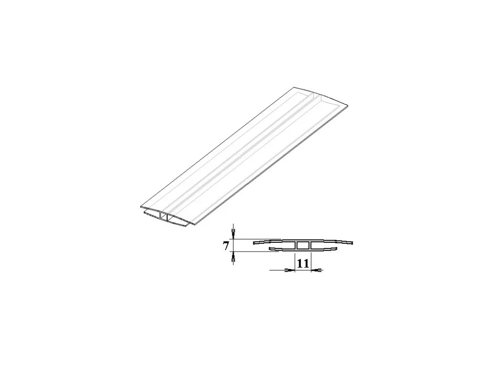 H-profil pro polykarbonátové desky 4 mm polykarbonátový 2 m čirý Oblíbený