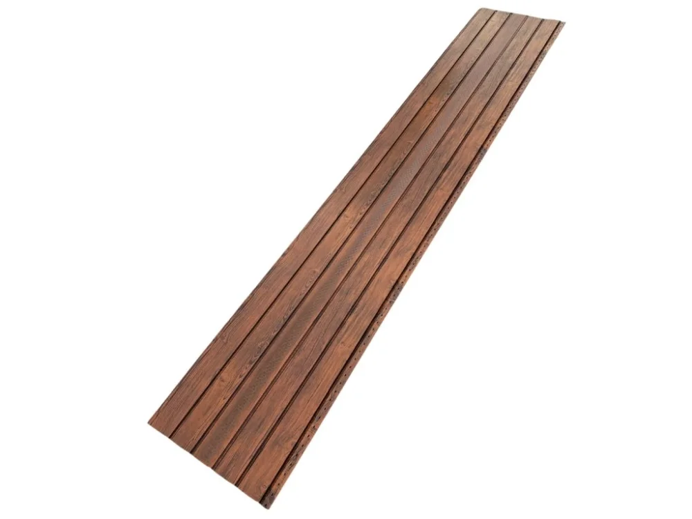 Střešní plechový podhled PERFOROVANÝ 506 / 3000 mm OŘECH (dřevodekor) Akce