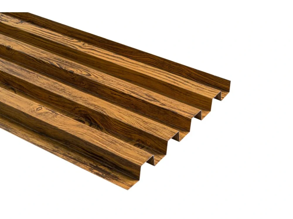 Fasádní deska LAMEL Blachotrapez 3000 x 355 x 0,5 mm - RAL Dřevodekor Nejlepší Cena