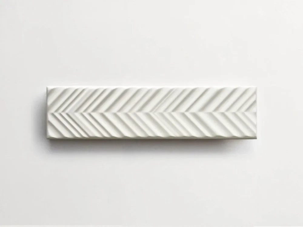 Elios Dust Ice Chevron Soft bílé reliéfní obklady 5x20 mat Sleva
