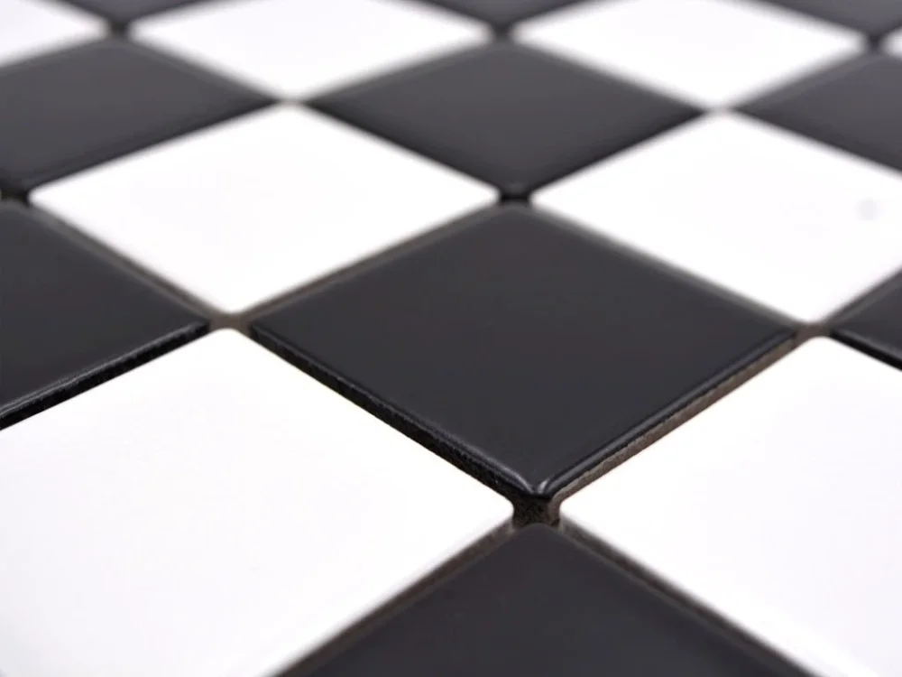 Must-Have Chessboard černo bílá keramická mozaika šachovnice na síti 4,8x4,8 mat