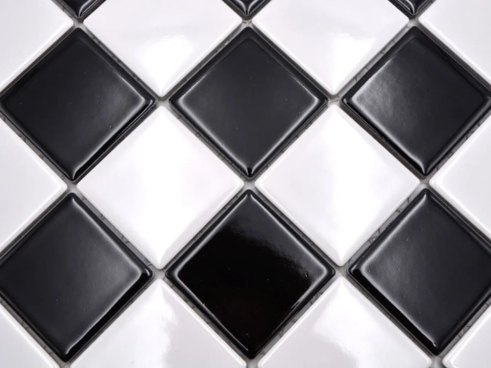 Objednat Nyní Chessboard černo bílá keramická mozaika šachovnice na síti 4,8x4,8 lesk