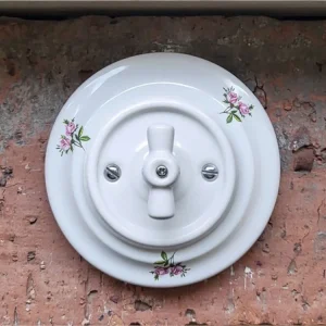 Zlevněný Da Vinci Růže A – otočný porcelánový vypínač, řazení 1 – sítotisk, 10×10