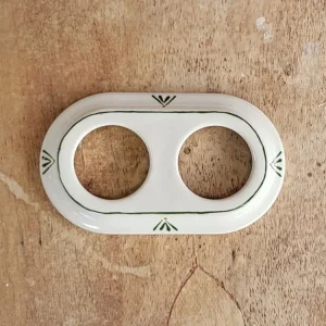 Zlevněný Da Vinci Zelený lístek – porcelánový dvojrámeček – ručně malovaný, 10x17,1