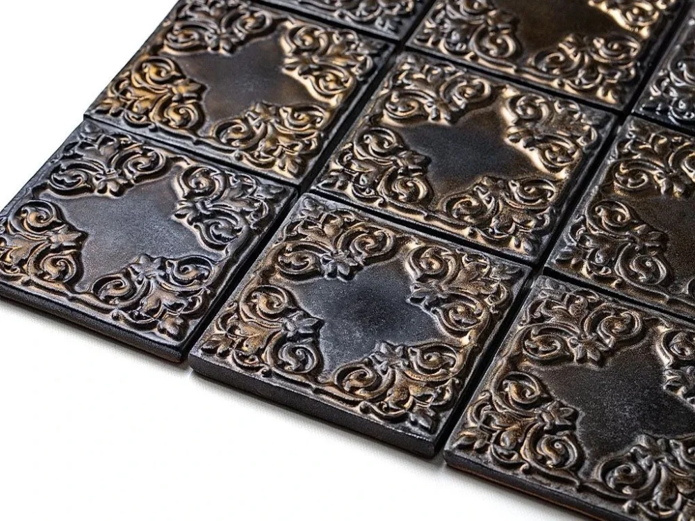 Originální Relief Gold C zlato hnědé ručně vyrobené reliéfní obklady 10x10 lesk/mat