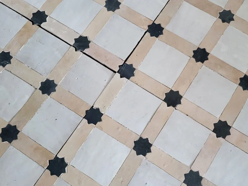 Zellige Star – hliněná ručně vyrobená mozaika, blok 41x41, lesk Zlevněný