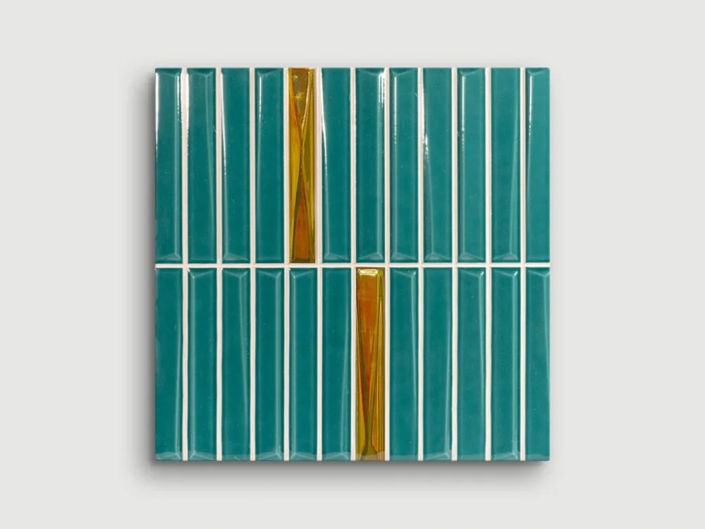 Monopole Melody Decor Turquoise Gold reliéfní obklad 20x20 lesk Výprodej