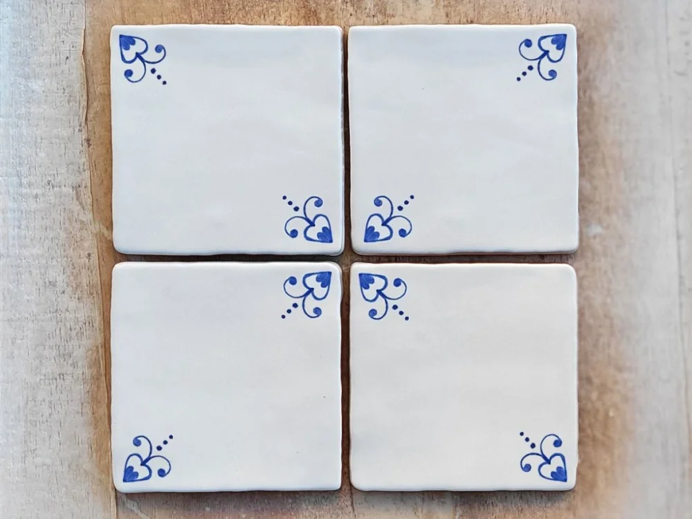 Da Vinci Antic Blanco Modré srdíčko diagonálně obklad ručně malovaný 13x13 lesk M Bezpečná Platba