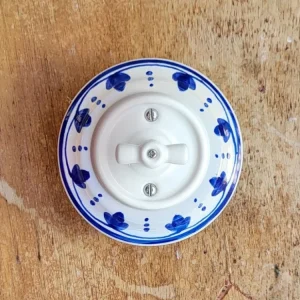 Akce Da Vinci Modrý zvonek – otočný porcelánový vypínač, řazení 7 – ručně malovaný, 10x10