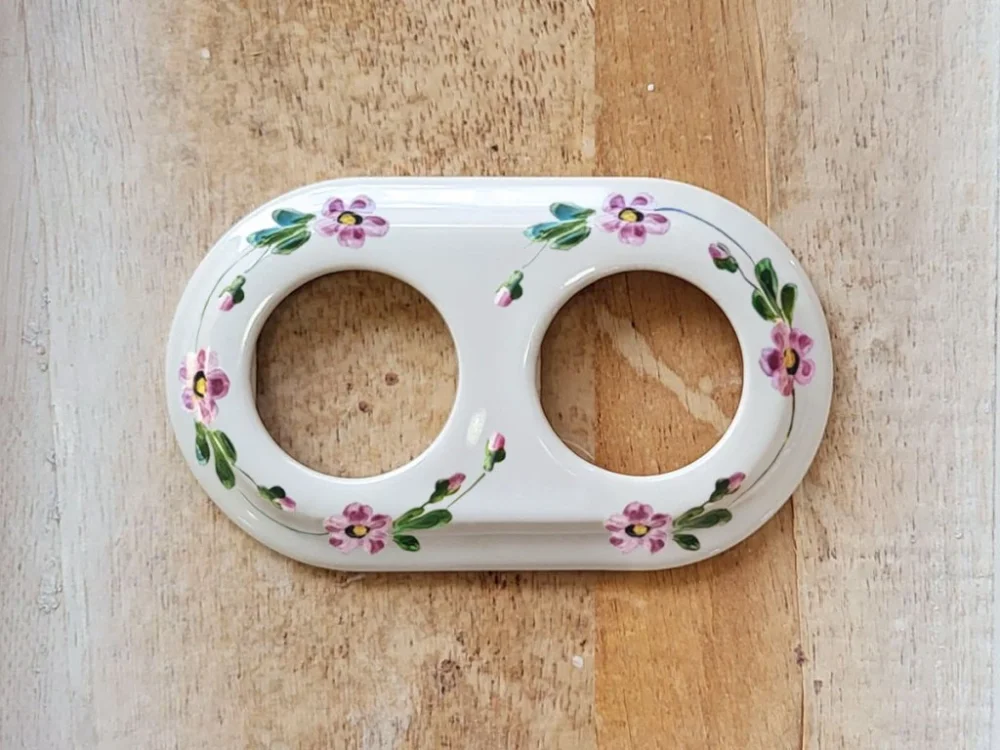Must-Have Da Vinci Růžový kvítek – porcelánový dvojrámeček – ručně malovaný, 10x17,1