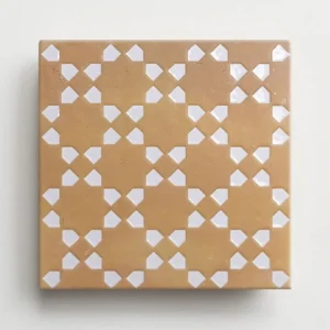 Značkový Wow Bejmat Decor Tan White – imitace zellige, vzorovaný obklad 15x15, mat