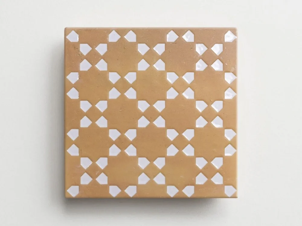 Značkový Wow Bejmat Decor Tan White – imitace zellige, vzorovaný obklad 15x15, mat