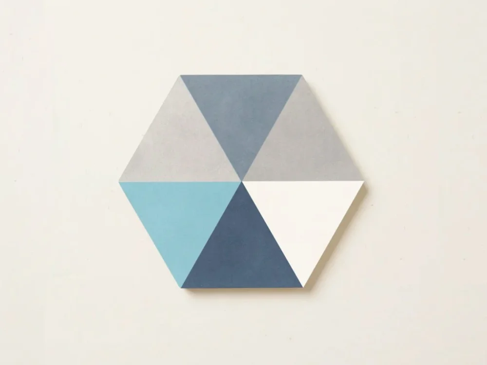 Levný Hexa Triangle – šestiúhelníková cementová dlažba – modrá – 20x22,5, mat