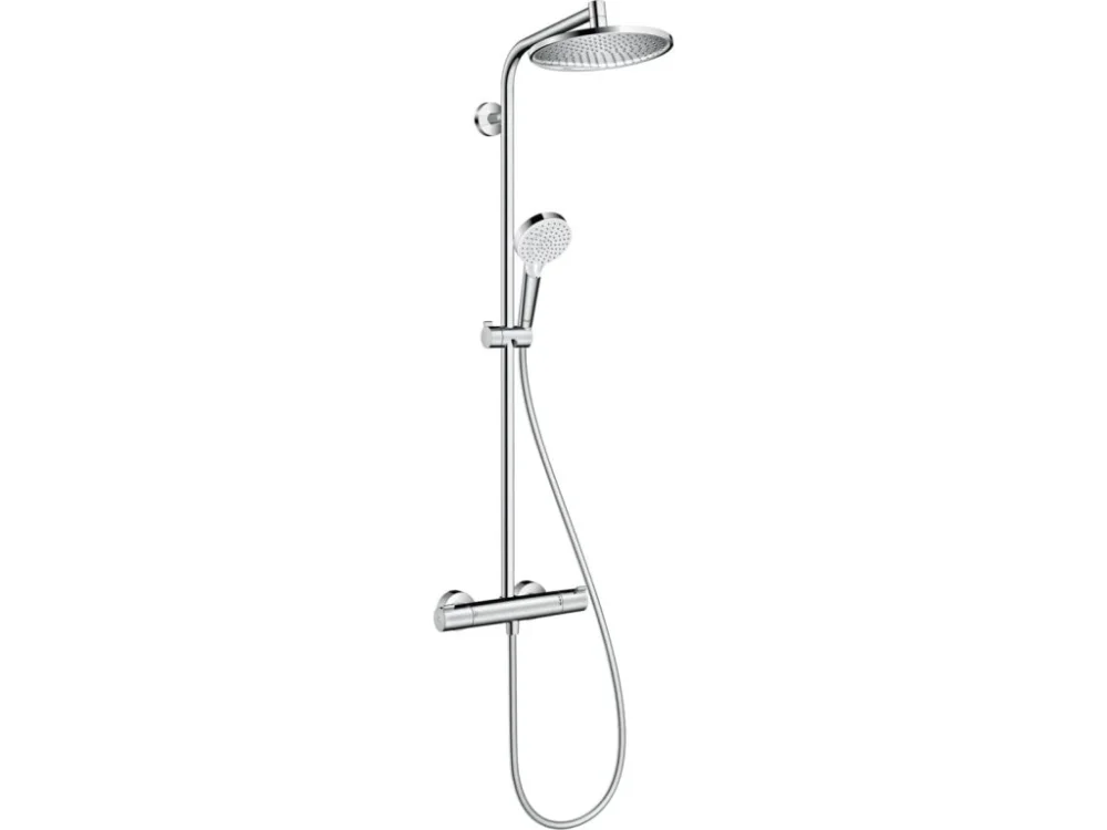 Akční Cena Hansgrohe Sprchový systém Hansgrohe Crometta S na stěnu s termostatickou baterií chrom 27268000