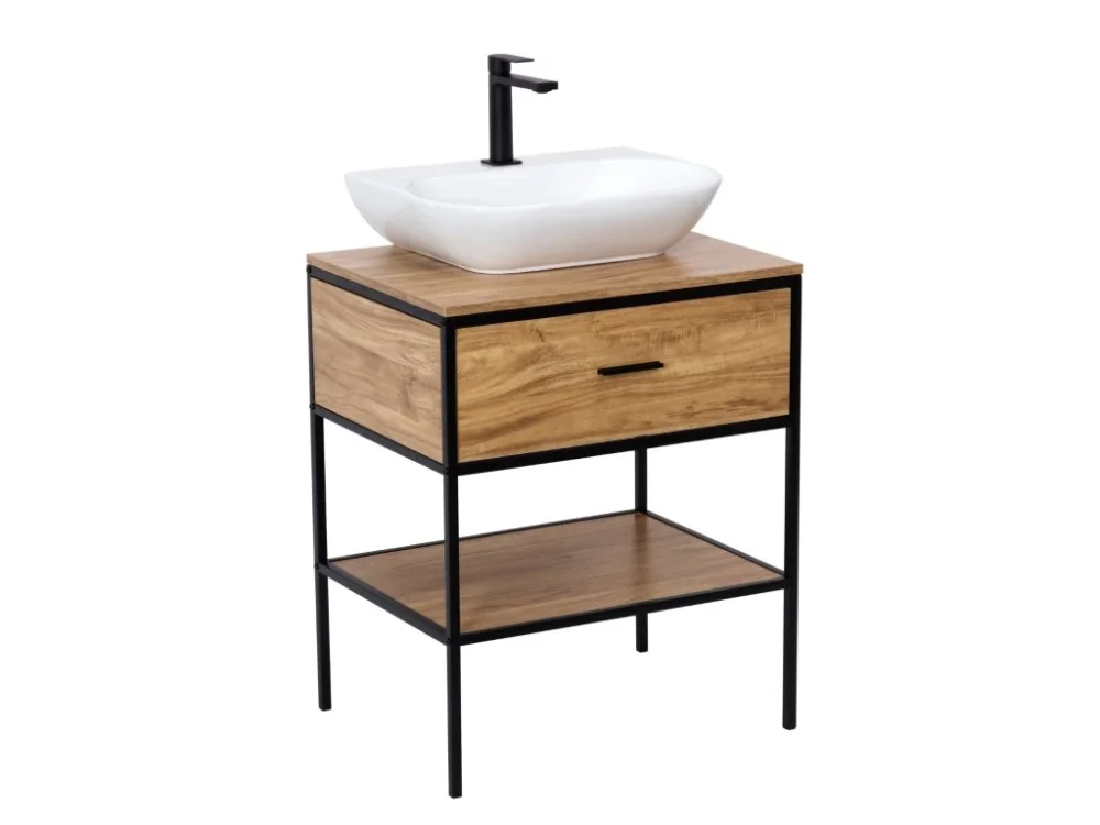Naturel Koupelnová skříňka pod umyvadlo na desku Naturel Blackframe 60x73x46 cm javor lesk BFRAMEUMD Poslední Šance