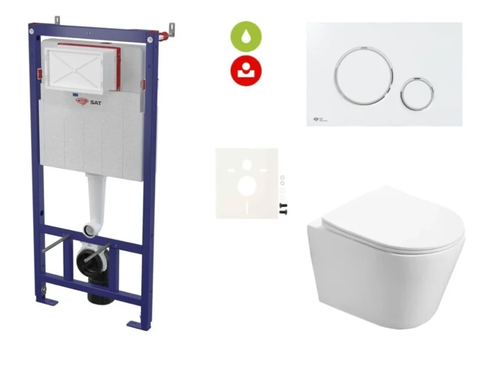 Rychlé Dodání SAT Cenově zvýhodněný závěsný WC set SAT do lehkých stěn / předstěnová montáž + WC SAT Infinitio SIKOSSIN70KECO