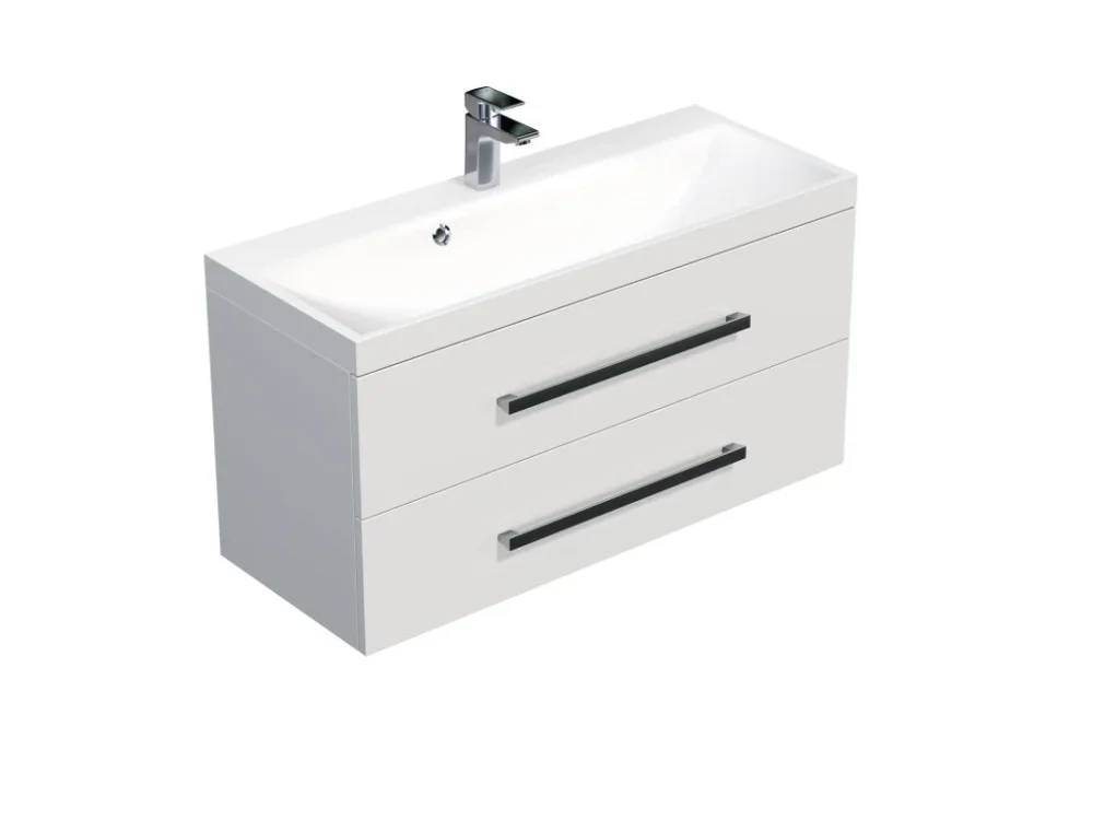 SAT Koupelnová skříňka s umyvadlem SAT Cube Way 100x40 cm bílá lesk CUBE2100ZBL Výhodná Nabídka