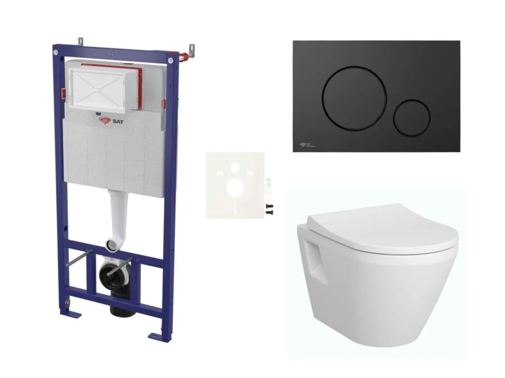 SAT Cenově zvýhodněný závěsný WC set SAT do lehkých stěn / předstěnová montáž + WC VitrA Integra SIKOSSINTRE68K Výhodná Nabídka