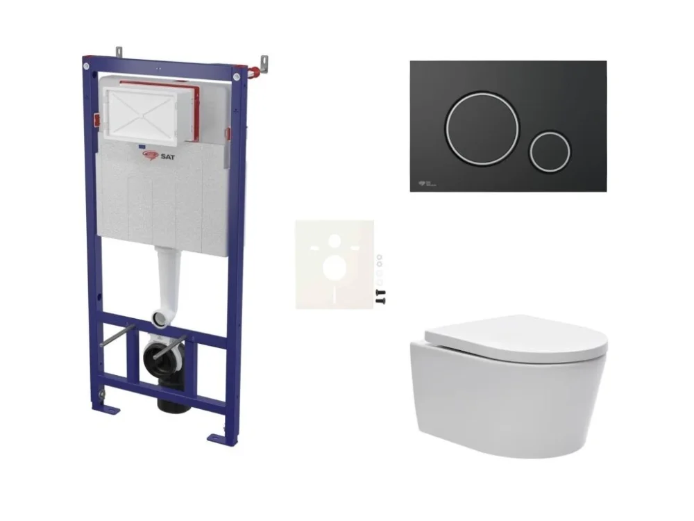 Značkový SAT Cenově zvýhodněný závěsný WC set SAT do lehkých stěn / předstěnová montáž + WC SAT Brevis SIKOSSBR78K