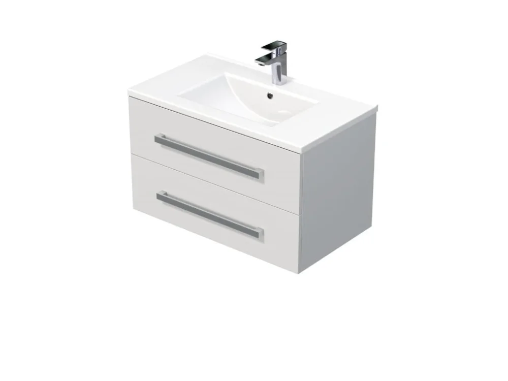 Poslední Šance SAT Koupelnová skříňka s umyvadlem SAT Cube Way 80x53x46 cm bílá lesk CUBE46802BIMOD