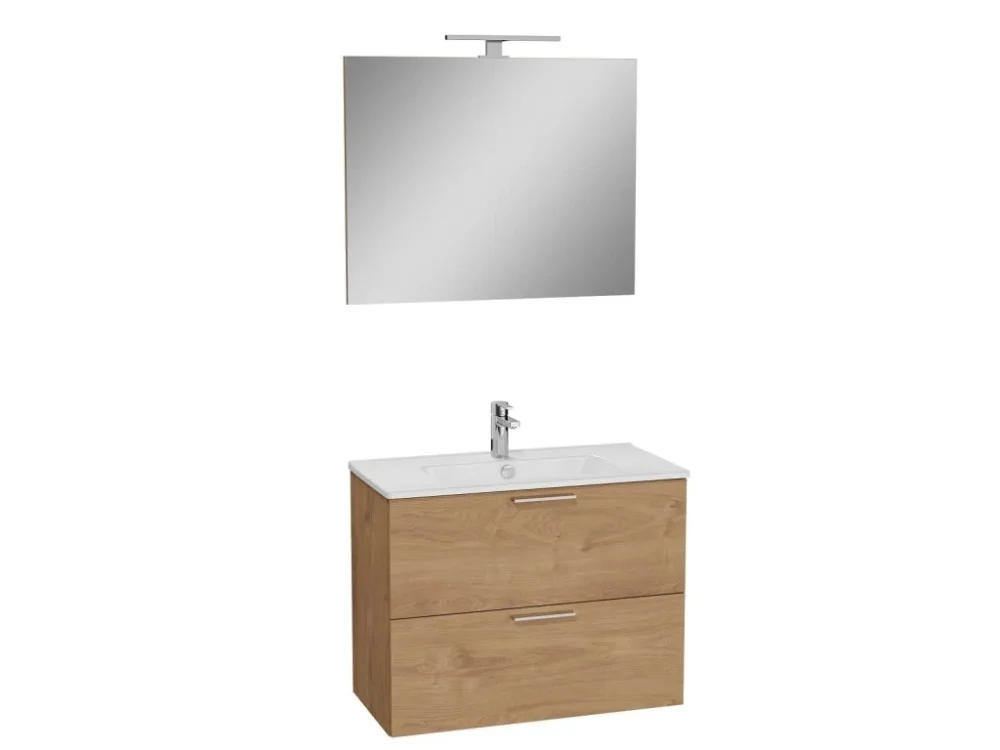 Must-Have VitrA Koupelnová sestava s umyvadlem zrcadlem a osvětlením VitrA Mia 79x61x39,5 cm zlatý dub MIASET80D