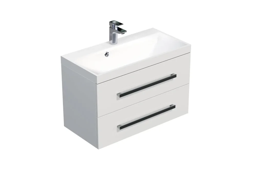 Levný SAT Koupelnová skříňka s umyvadlem SAT Cube Way 80x40 cm bílá lesk CUBE280ZBL