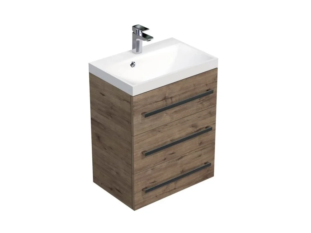 Nejlepší Cena SAT Koupelnová skříňka s umyvadlem SAT Cube Way 60x76,5x40 cm dub wellington CUBE2603DW