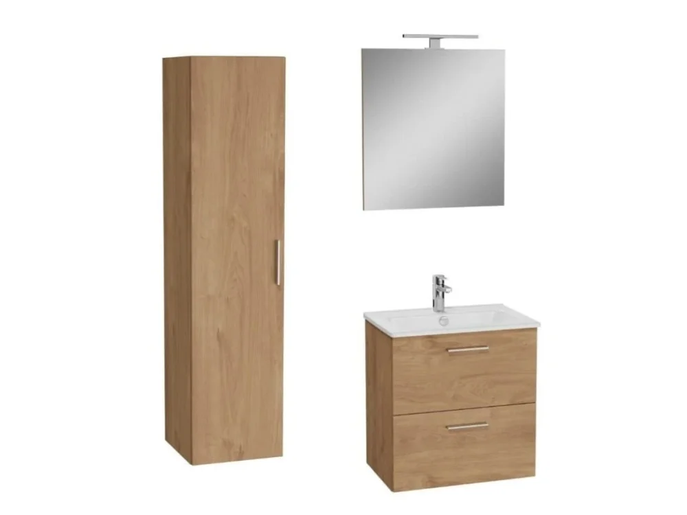 VitrA Koupelnová sestava s umyvadlem 60 cm včetně umyvadlové baterie, vtoku a sifonu VitrA Mia zlatý dub KSETMIA60D Oblíbený