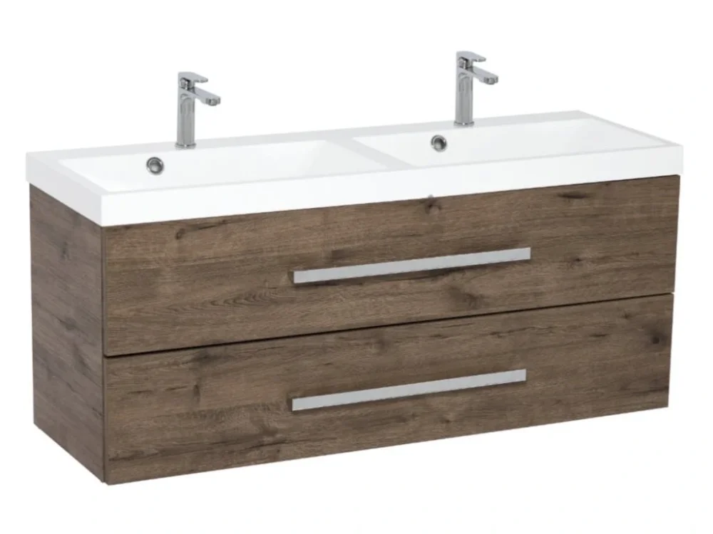 Doprava Zdarma SAT Koupelnová skříňka s dvojumyvadlem SAT Cube Way 120x40 cm dub wellington CUBE2120ZDW