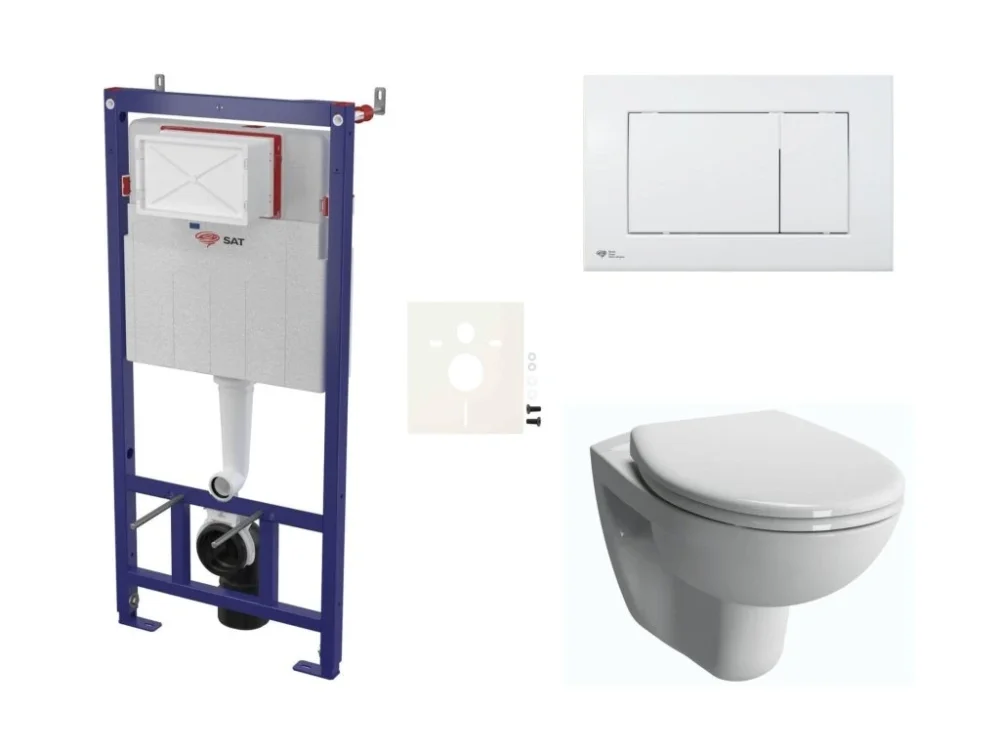 Sezónní Sleva SAT Cenově zvýhodněný závěsný WC set SAT do lehkých stěn / předstěnová montáž + WC VitrA Normus SIKOSSNORBO20K