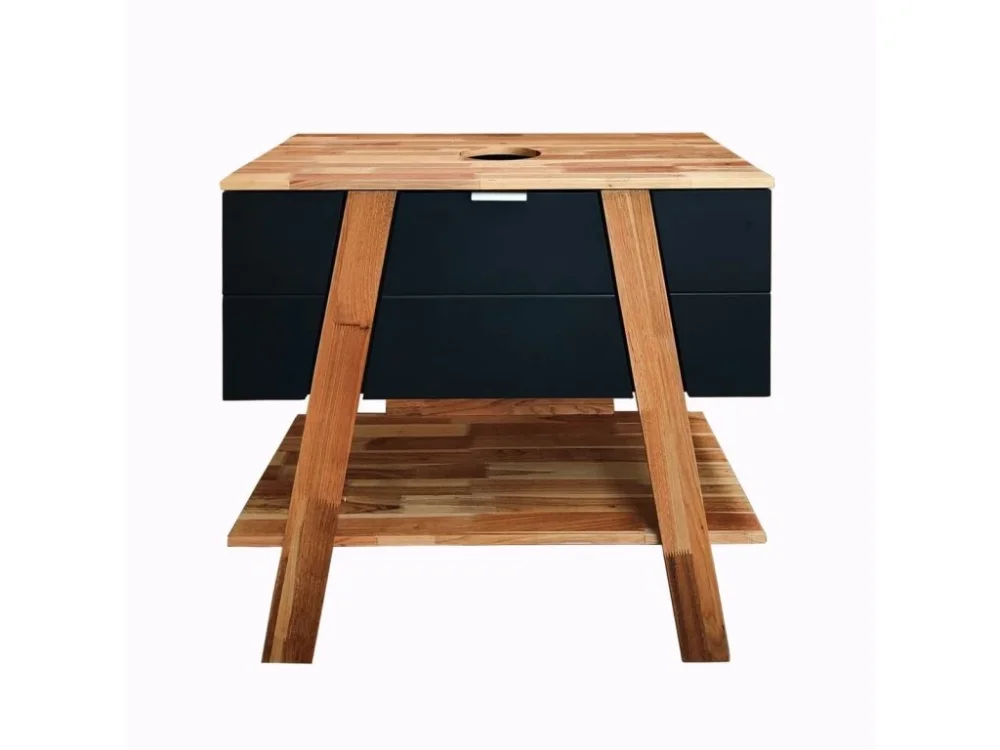 Naturel Koupelnová skříňka pod umyvadlo na desku Naturel Home 80x73x46 cm ořech/černá mat HOMEUMDC Originální