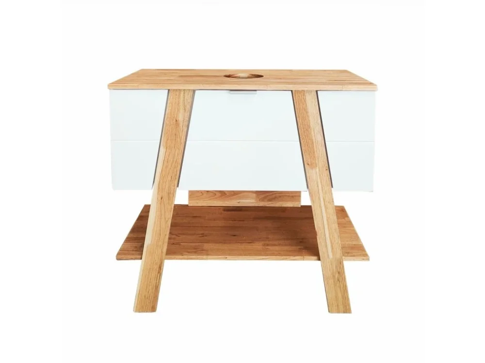 Naturel Koupelnová skříňka pod umyvadlo na desku Naturel Home 80x73x46 cm ořech/bílá mat HOMEUMDB Akční Nabídka