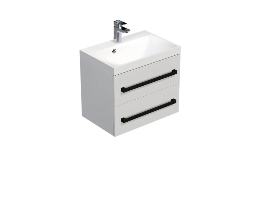 SAT Koupelnová skříňka s černou úchytkou a umyvadlem SAT Cube Way 60x53x40 cm bílá lesk lesk/mat CUBE2C60ZBL Kup Teď