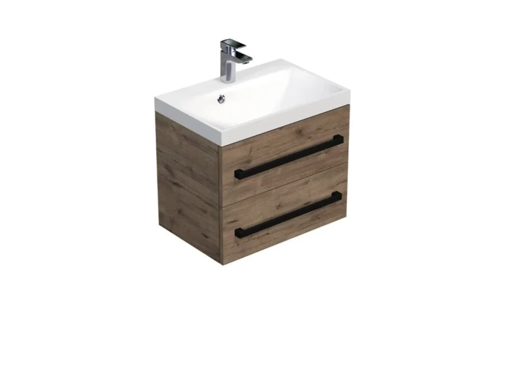 SAT Koupelnová skříňka s černou úchytkou a umyvadlem SAT Cube Way 60x53x40 cm dub Wellington mat CUBE2C60ZDW Kup Teď