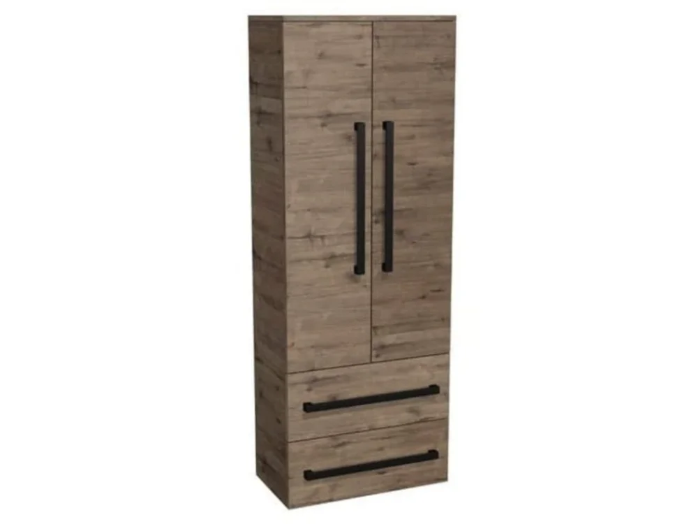 SAT Koupelnová skříňka vysoká s černou úchytkou SAT Cube Way 60x163x33 cm dub Wellington mat CUBE3CV60DW Originální