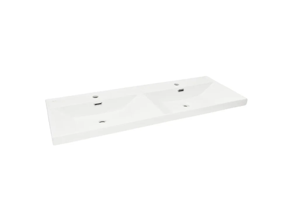 SAT Nábytkové dvojumyvadlo SAT B-Way 121x46 cm bílá matná dva otvory pro baterii SATBW212046WM Omezená Nabídka