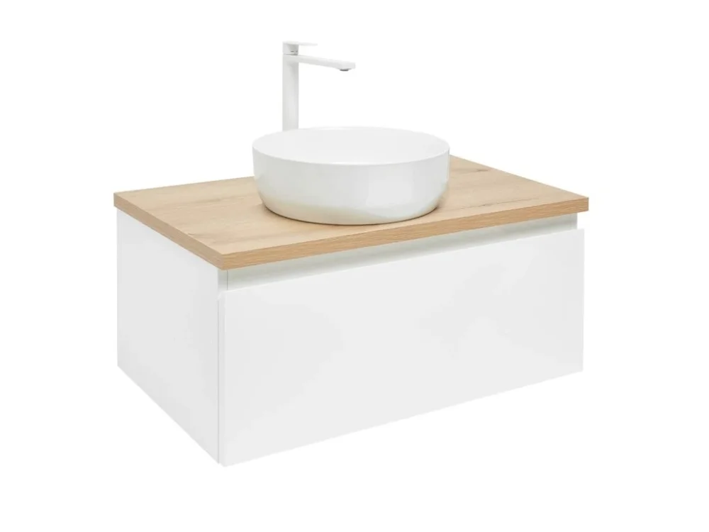 Originální SAT Koupelnová skříňka s krycí deskou SAT B-WAY 79x30x45 cm bílá lesk BWAY80WDOAKU2B
