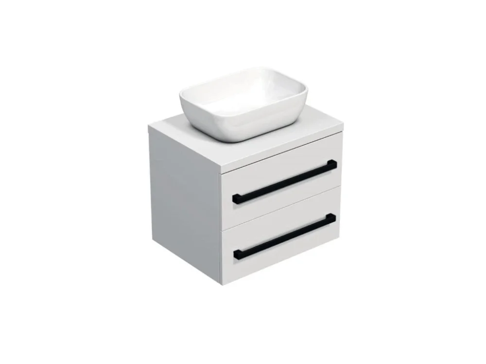 Must-Have SAT Koupelnová skříňka s černou úchytkou a krycí deskou SAT Cube Way 60x47,5x46 cm bílá lesk CUBE46C1603BI45