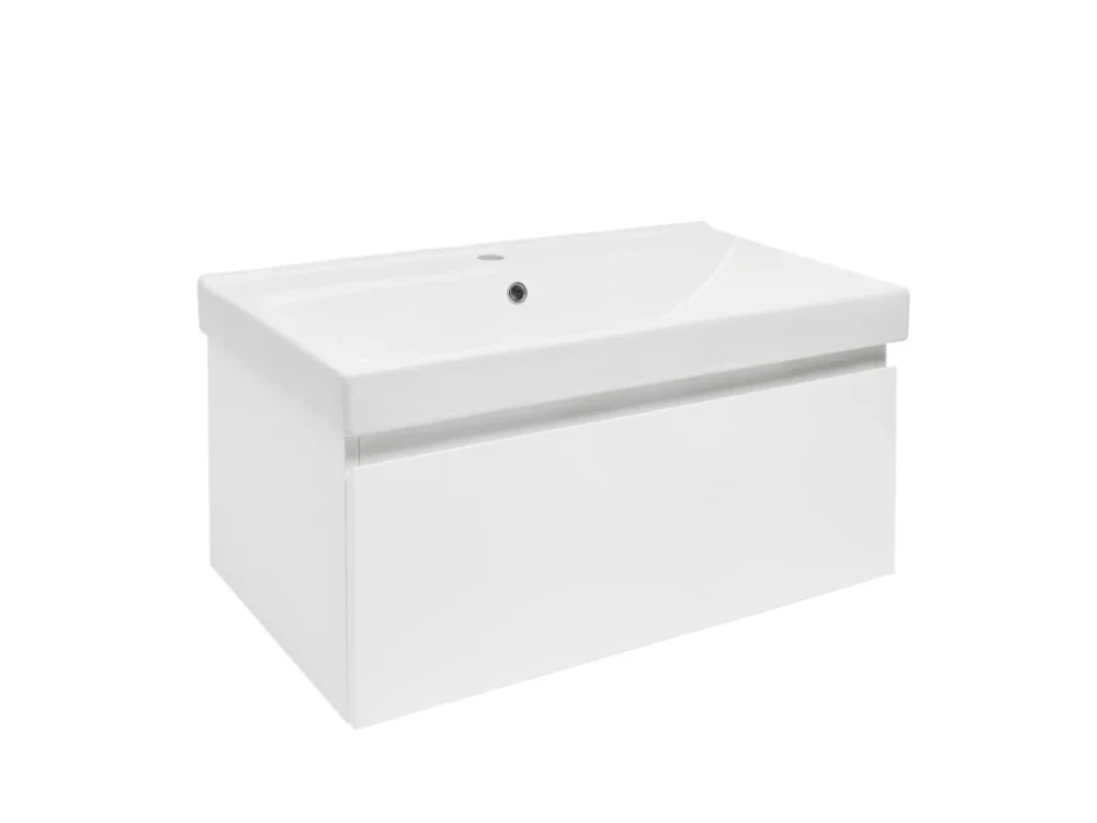SAT Koupelnová skříňka s umyvadlem SAT B-WAY 79x30x45 cm bílá lesk BWAY80WU1 Nová Kolekce