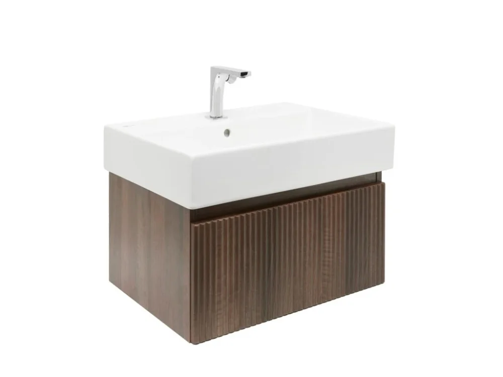 Vysoce Kvalitní SAT Koupelnová skříňka s baterií a umyvadlem SAT Evolution 1 58x30x44,8 cm ořech mat SATEVO60NAU2BA