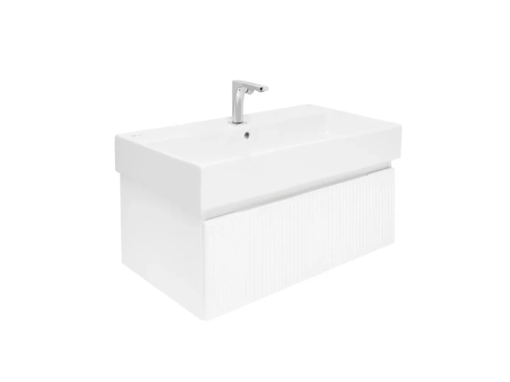 Cenová Bomba SAT Koupelnová skříňka s baterií a umyvadlem SAT Evolution 1 78x30x44,8 cm bílá mat SATEVO80WMU2BA