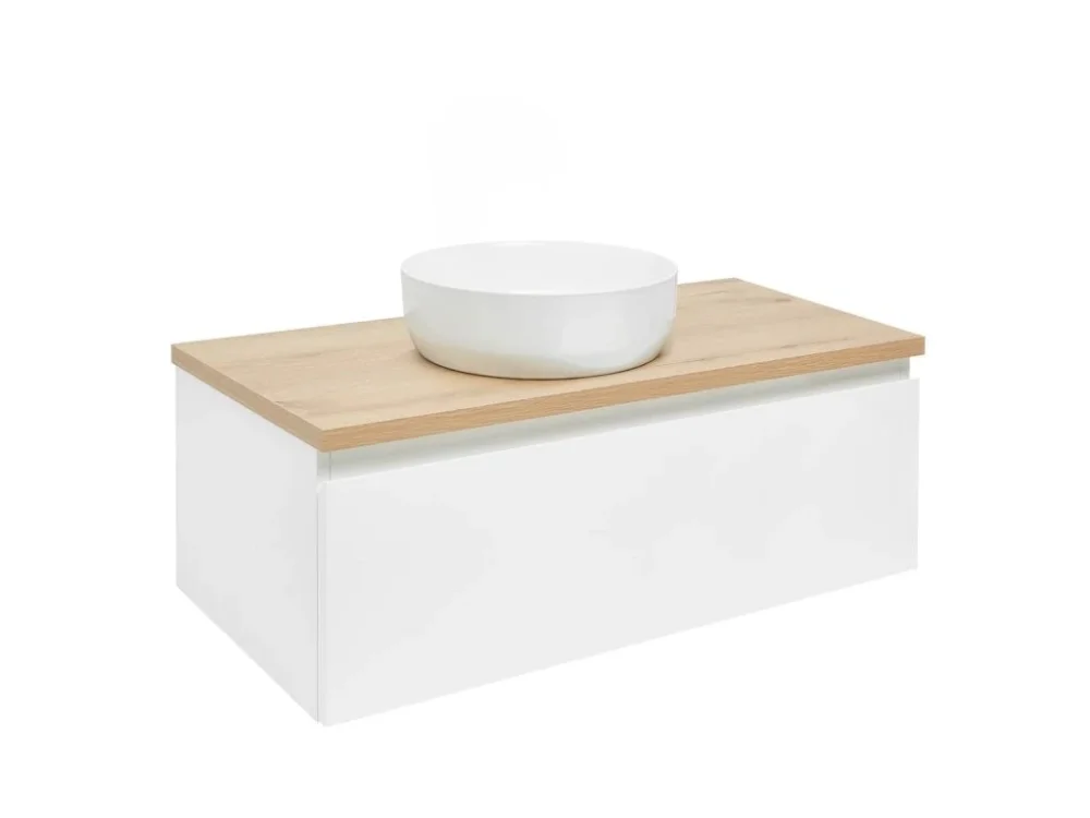 SAT Koupelnová skříňka s krycí deskou SAT B-WAY 99x30x45 cm bílá lesk BWAY100WDOAK Poslední Šance