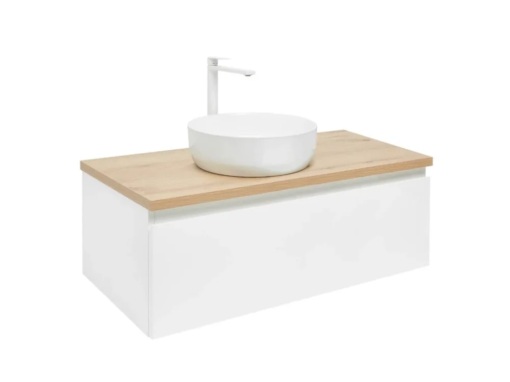 Zlevněný SAT Koupelnová skříňka s krycí deskou SAT B-WAY 99x30x45 cm bílá lesk BWAY100WDOAKU2B