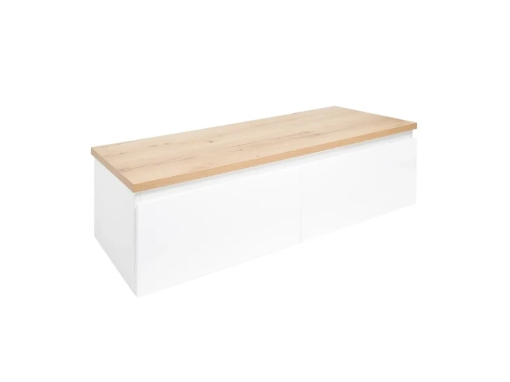SAT Koupelnová skříňka s krycí deskou SAT B-WAY 119x30x45 cm bílá lesk BWAY120WDOAK Cenová Bomba
