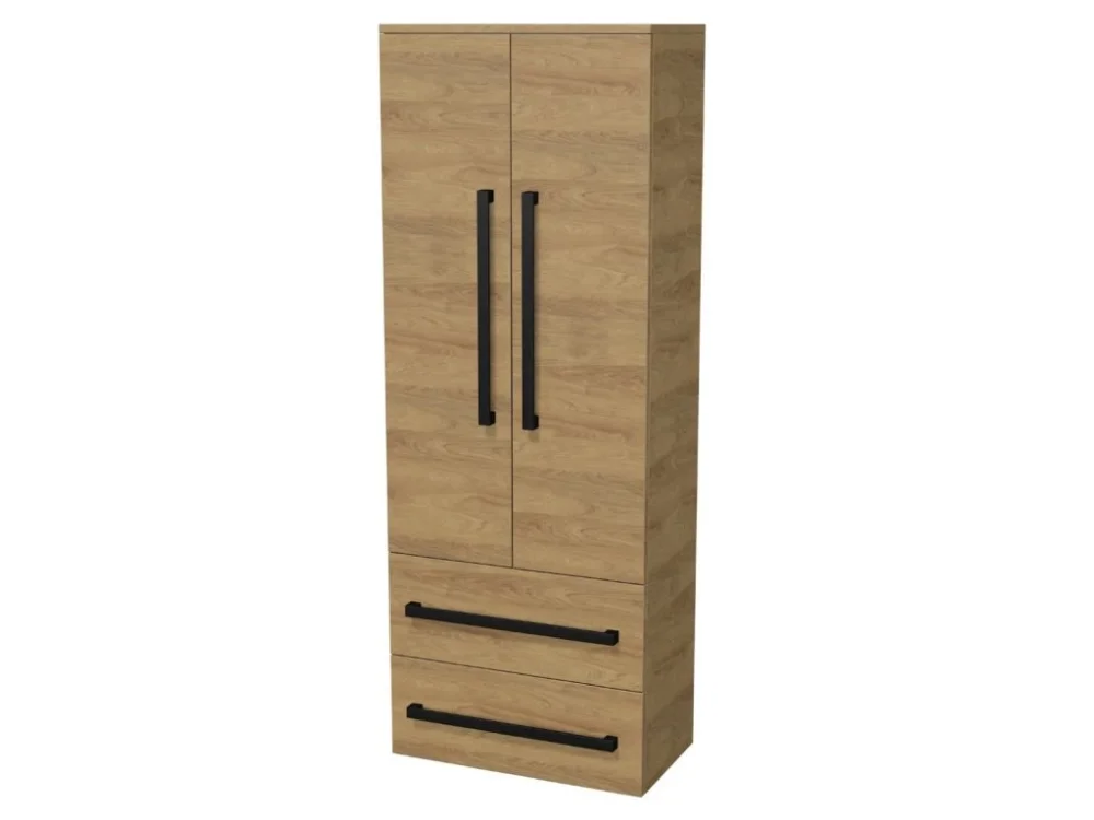 Akční Nabídka SAT Koupelnová skříňka s černou úchytkou SAT Cube Way 60x163x33 cm dub Hickory mat CUBE3CV60DH