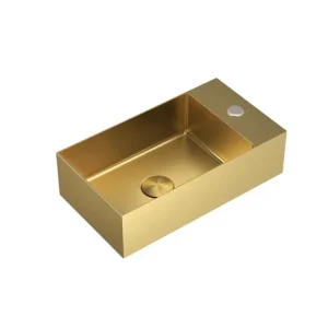 Akce SAT Závěsné umyvadlo ve zlaté barvě SAT Aurum 40x22 cm bez přepadu SATAUR4022BG