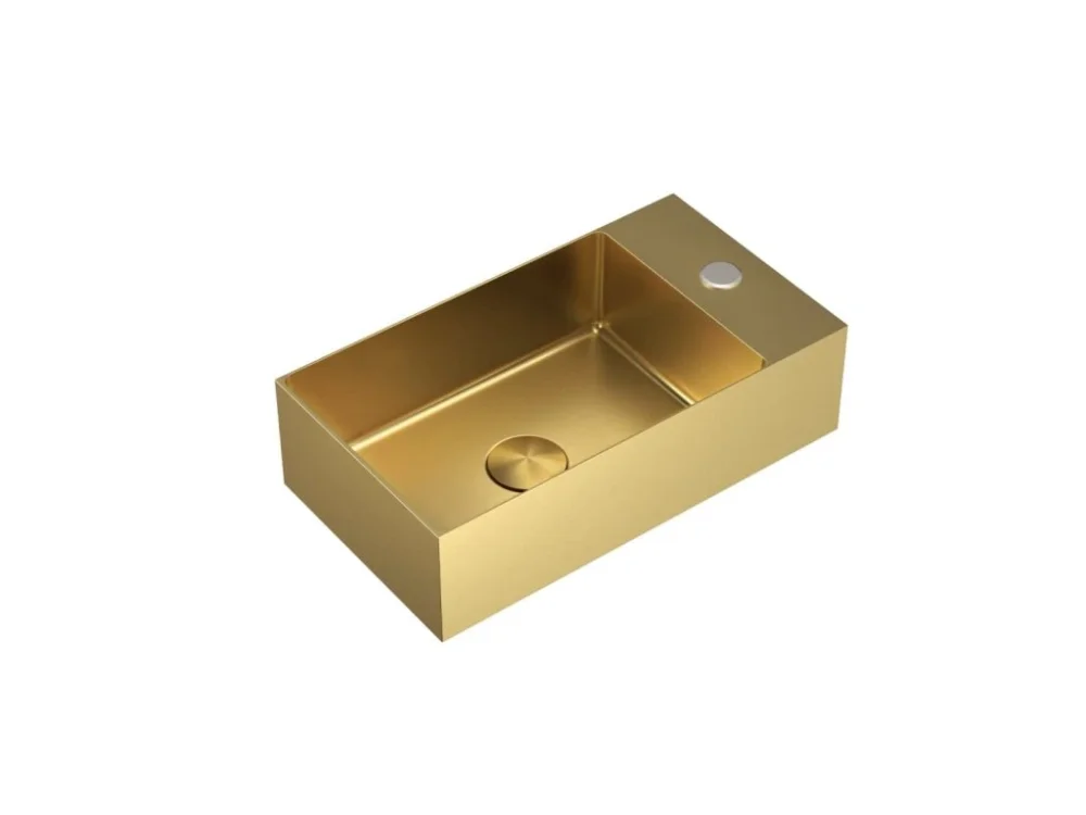 Akce SAT Závěsné umyvadlo ve zlaté barvě SAT Aurum 40x22 cm bez přepadu SATAUR4022BG